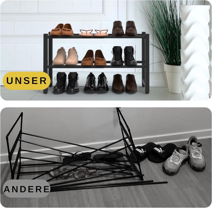 Ausziehbar Schuhregal mit 2 Etagen, Metall-Schuhständer Schmal Kleines Schuhregal, Robustes Design,