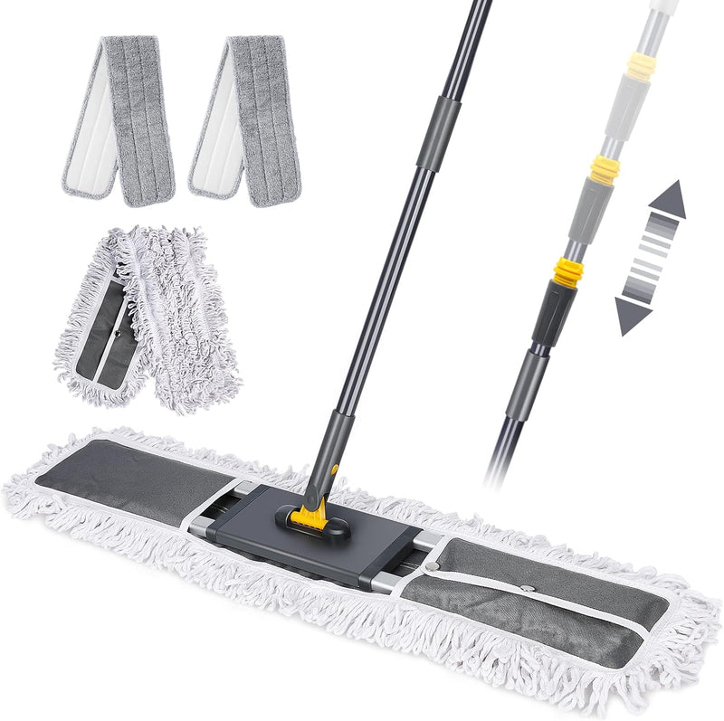 Myiosus Flacher Bodenwischer, Gross Wischmopp mit 154cm Verstellbar Edelstahlgriff, Floor Mop für Ha