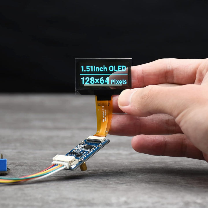 Waveshare 1.51inch Transparent OLED 128×64 Resolution Light Blue Color Display Compatible with Raspb