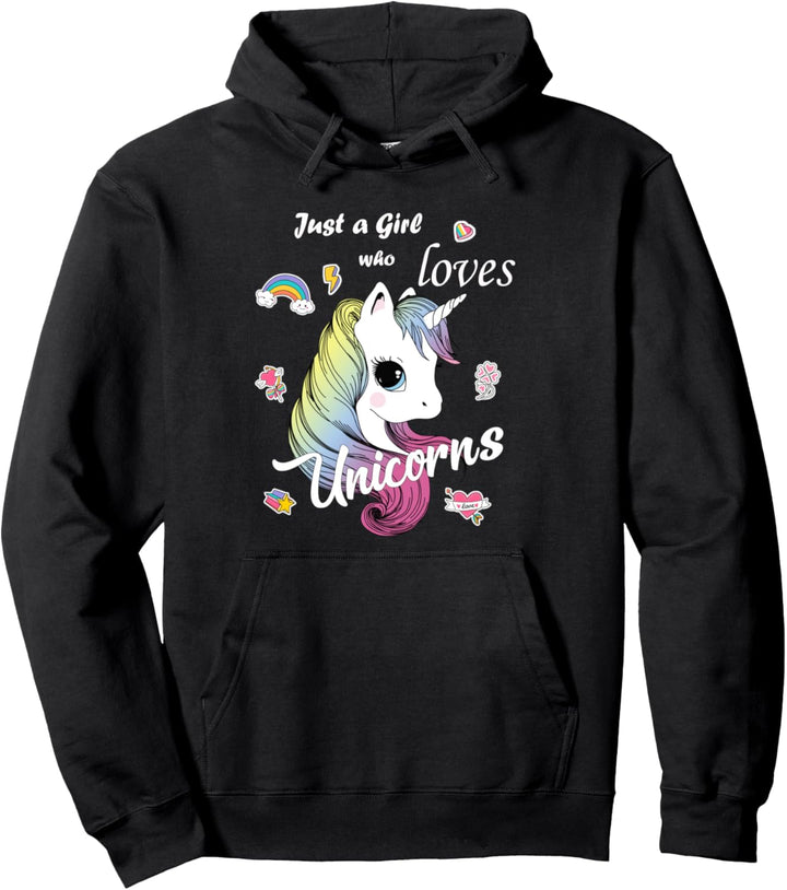 Nur ein Mädchen, das Einhörner liebt, niedliche Einhornkunst Pullover Hoodie