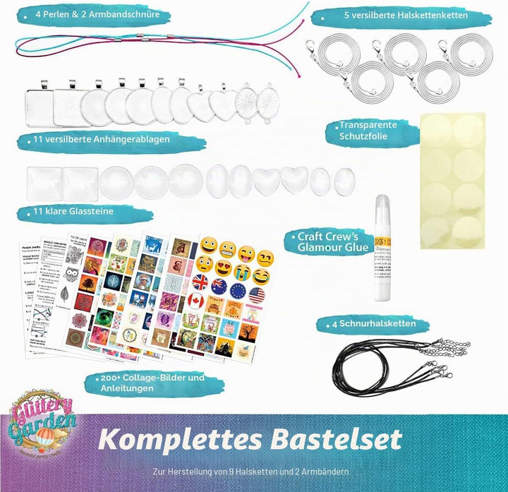 Mädchen Schmuckherstellung Kit. DIY Halskette Anhänger und Armband Bastelset mit Glasperlen & Charms