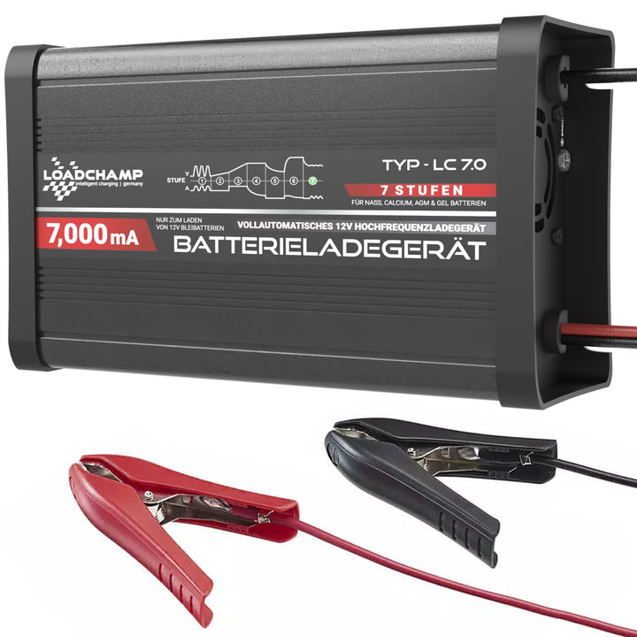 Loadchamp automatisches KFZ PKW Auto Batterie Ladegerät 12V AGM Gel Calcium Batterielader 7A