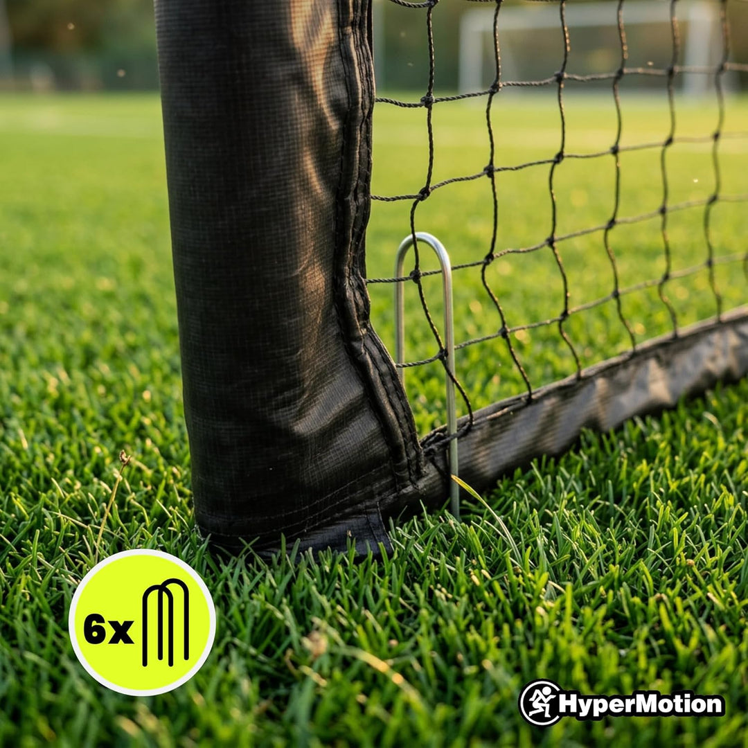 HyperMotion Fussballtor für Garten und Freizeit, Rahmen aus Legiertem Stahl mit Netz, Schwarz, 240 ×