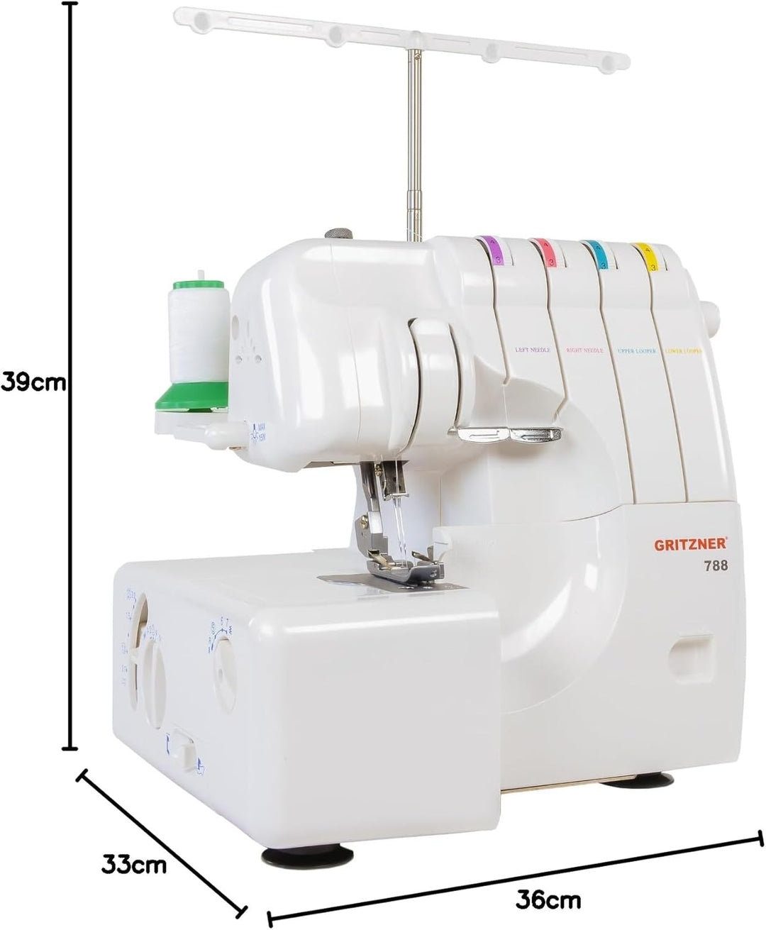Gritzner 788 Overlock mit LED Licht + 5 praktische Nähfüsse aus dem Sonderzubehör + Abfallbehälter +