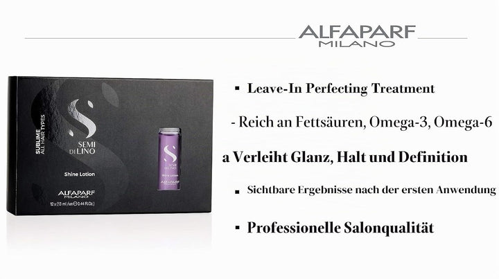 Alfaparf Milano Semi Di Lino Sublime Shine Lotion 12x13ml Único Schwarz, PF016452, 156 ml