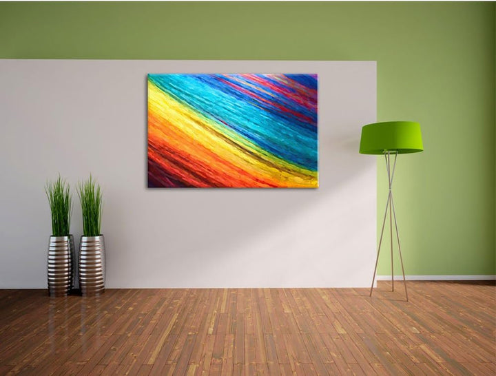 Pixxprint Bunte Streifen als Leinwandbild/Grösse: 100x70 cm/Wandbild/Kunstdruck/fertig bespannt, 100