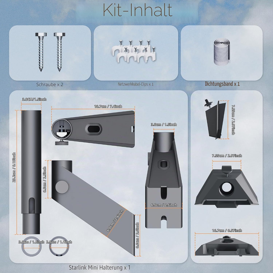 Joinfworld Gen 3 Halterung,Wandhalterung & Halterung für Satellitenantennen, 360° drehbar, mit Rohra
