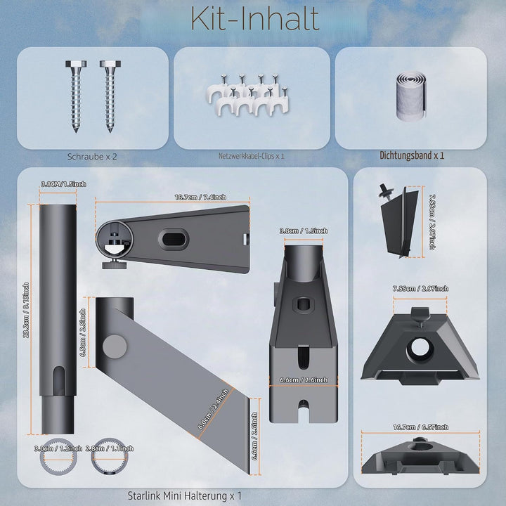 Joinfworld Gen 3 Halterung,Wandhalterung & Halterung für Satellitenantennen, 360° drehbar, mit Rohra