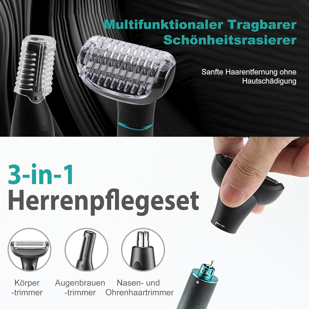 VGR 625 3 in 1 Intimrasierer Mann, Kabelloser Körperrasierer Herren, Nasenhaartrimmer Herren und Bod