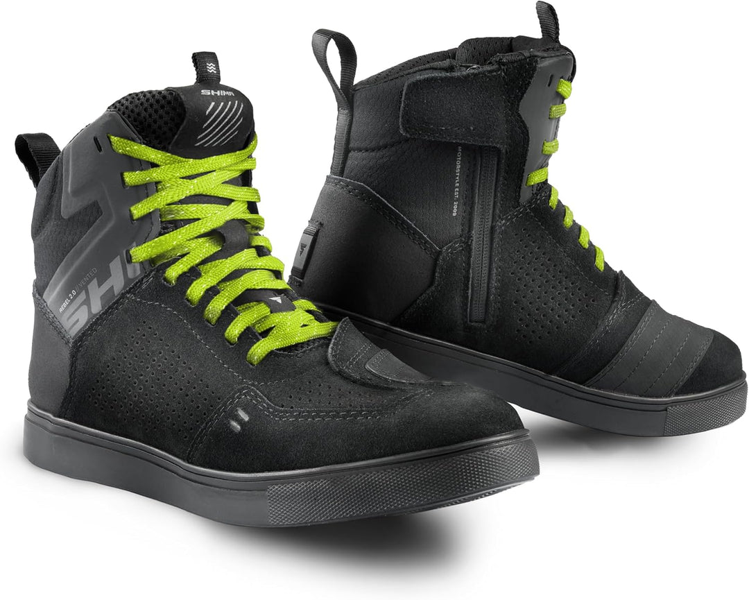 SHIMA Rebel 2.0 Motorrad Schuhe Herren Leder Belüftet Motorradstiefel Protektoren Sneaker Rutschfest