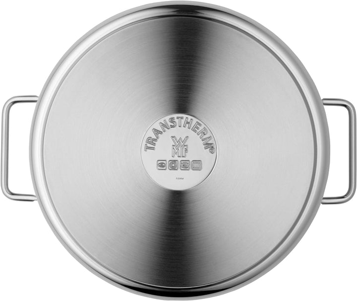 WMF Nudeltopf mit Sieb 24 cm Induktion, Kochtopf gross 7l, Spaghettitopf mit Glasdeckel, Cromargan E