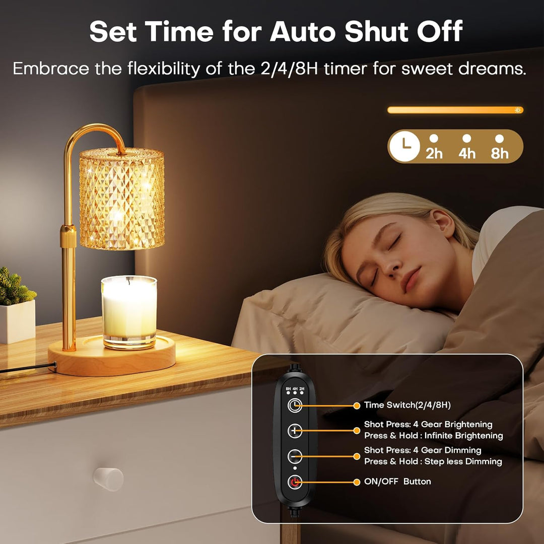 Kerzenwärmer, Lampe mit Timer, Dimmer, höhenverstellbar, elektrischer Kerzenwachswärmer für Glas, Ke