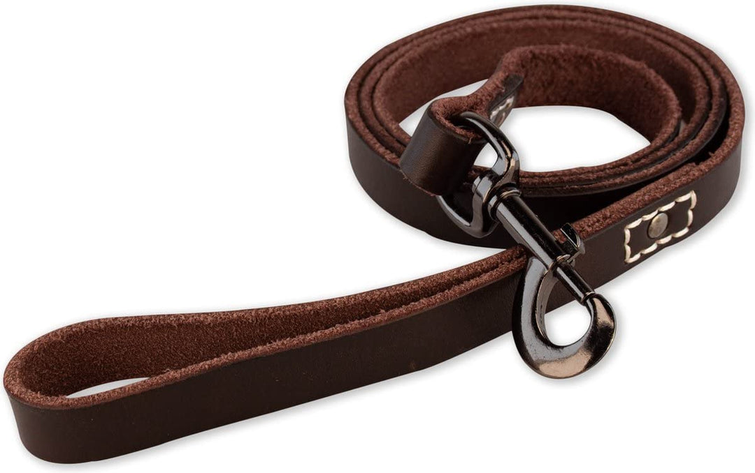 Leder Hundeleine - mit Naht - 180cm - Braun/schwarz Braun/Schwarz 180cm, Braun/Schwarz 180cm