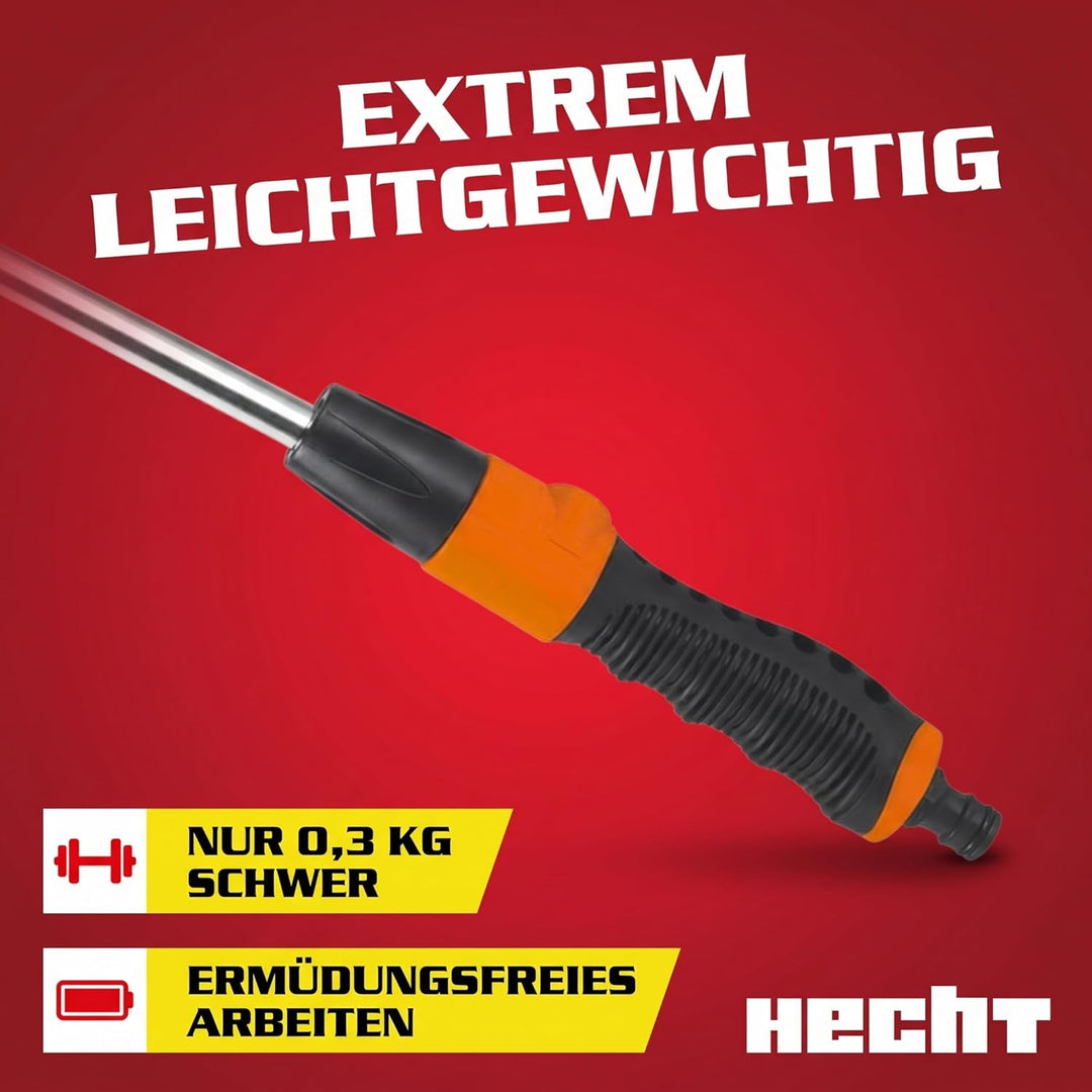 HECHT Gartenbrause mit Giessstab aus Metall, 67 cm, 10 Sprühfunktionen & 180° Sprühkopf, für Gartens
