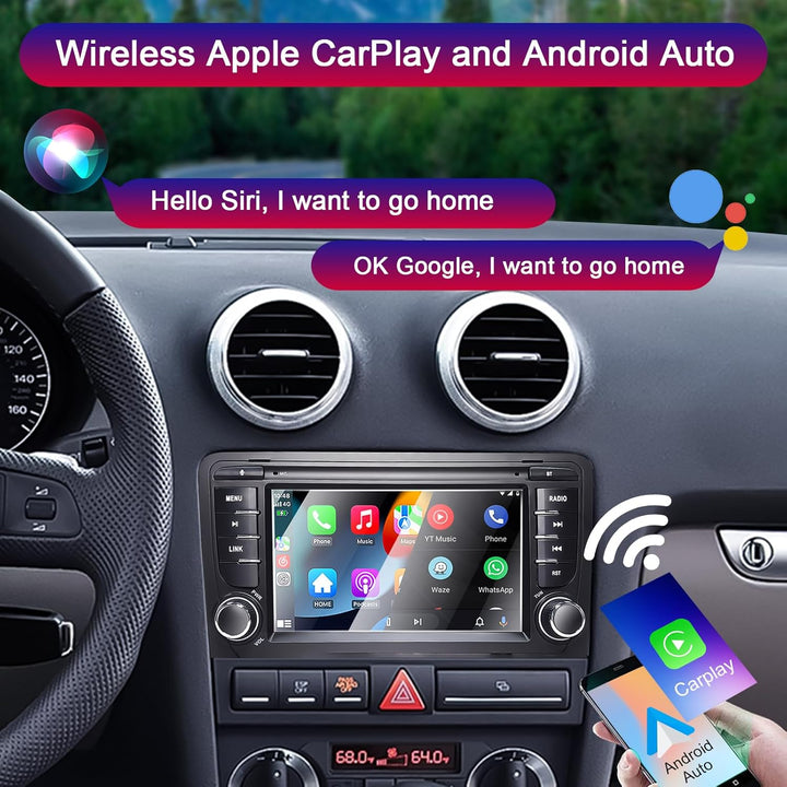 Liulbobu Autoradio für Audi A3 2003–2012, S3 2006–2012, RS3 2011–2012 Kompatibel Carplay Android Aut