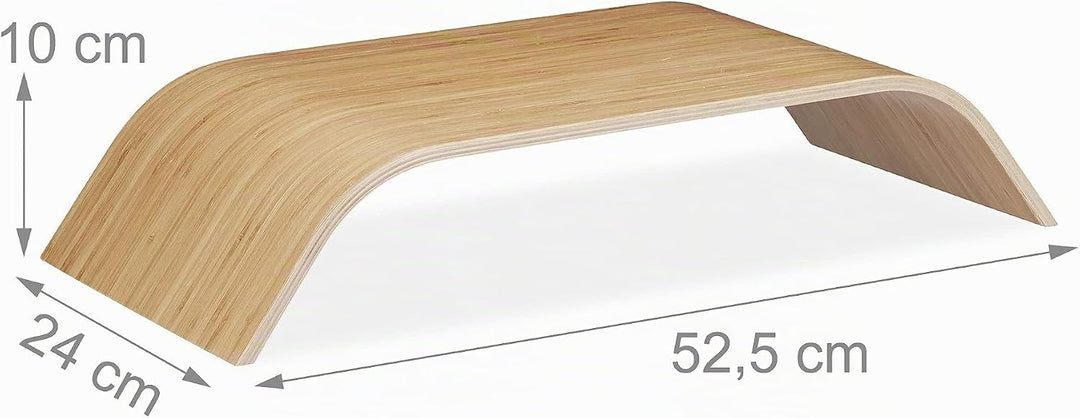 Relaxdays 2 x Monitorständer Bambus, Gebogene Bildschirmerhöhung für Schreibtisch, ergonomisch, HBT: