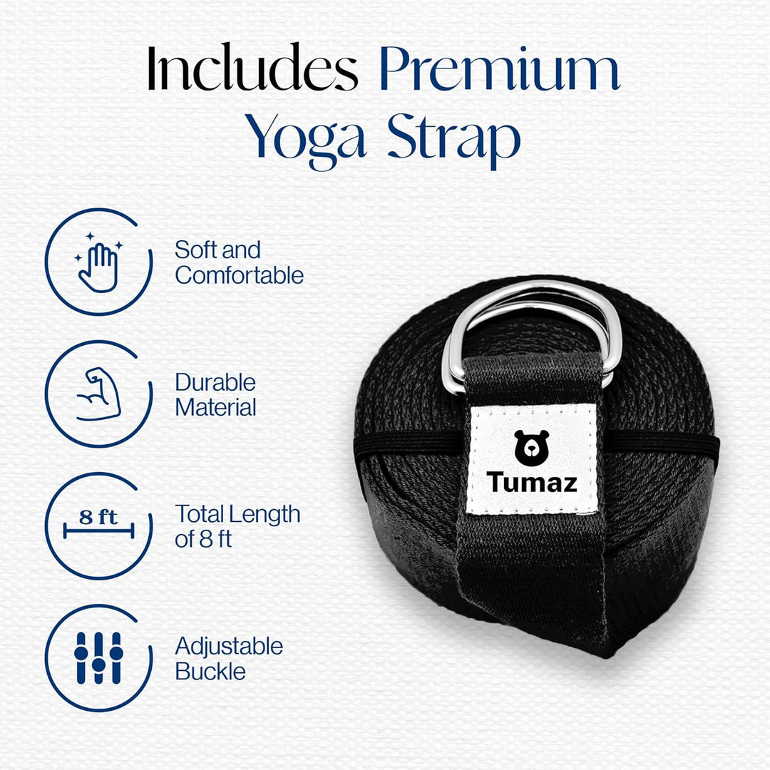 Tumaz Yoga Block 2er Set mit Yoga Gurt [240 cm] - Yoga Blöcke Eva-Schaum mit hoher Dichte und gering