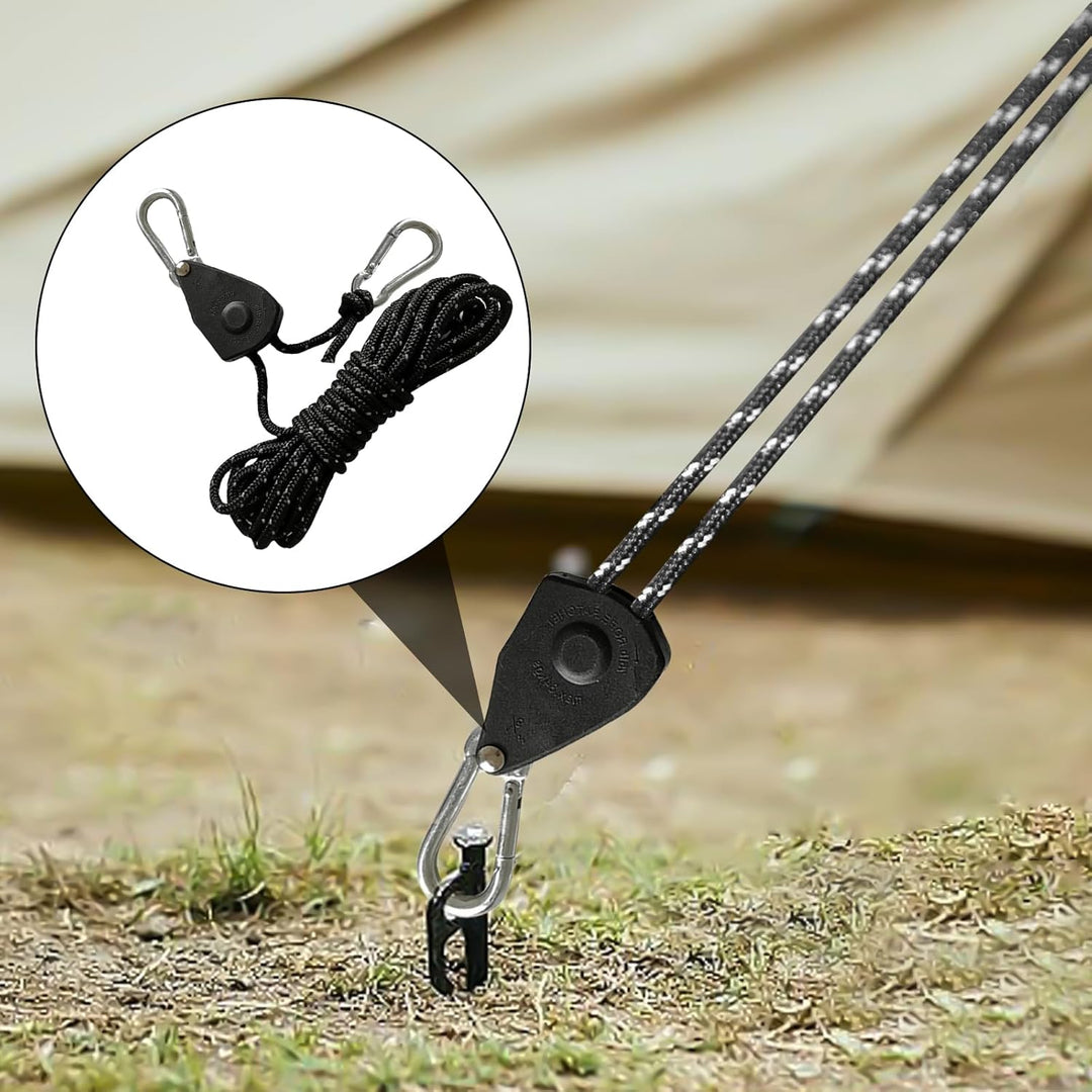 8 Stück 2M Reflektierend Abspannseile Seil mit Seilspanner: 4mm einstellbare Seil Ratsche, Rope Seil