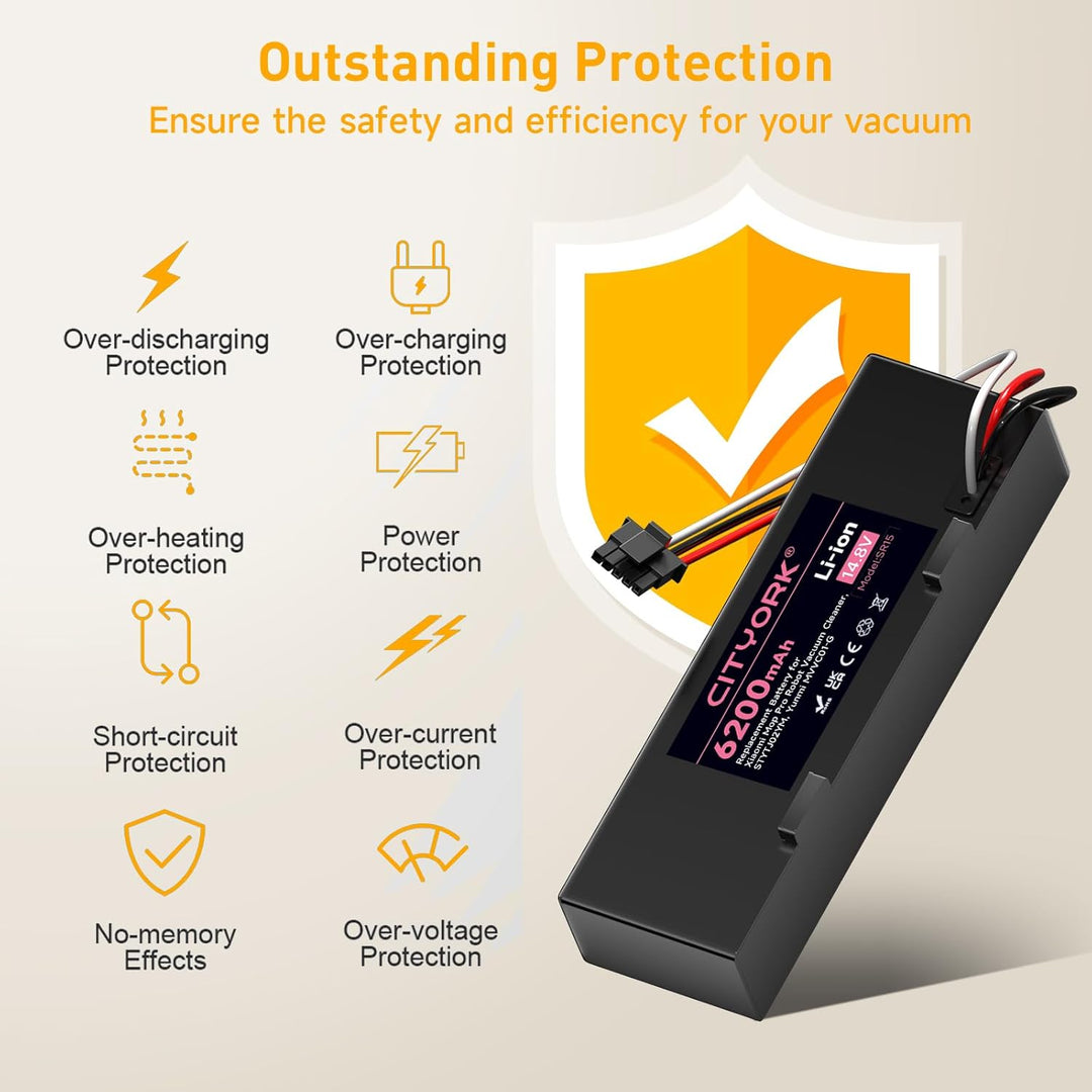 CITYORK 6200mAh 14,4V Li-Ion Akku für Xiaomi Mop 2S / Mop Pro/Mop P, Ersatzakku kompatibel mit Xiaom