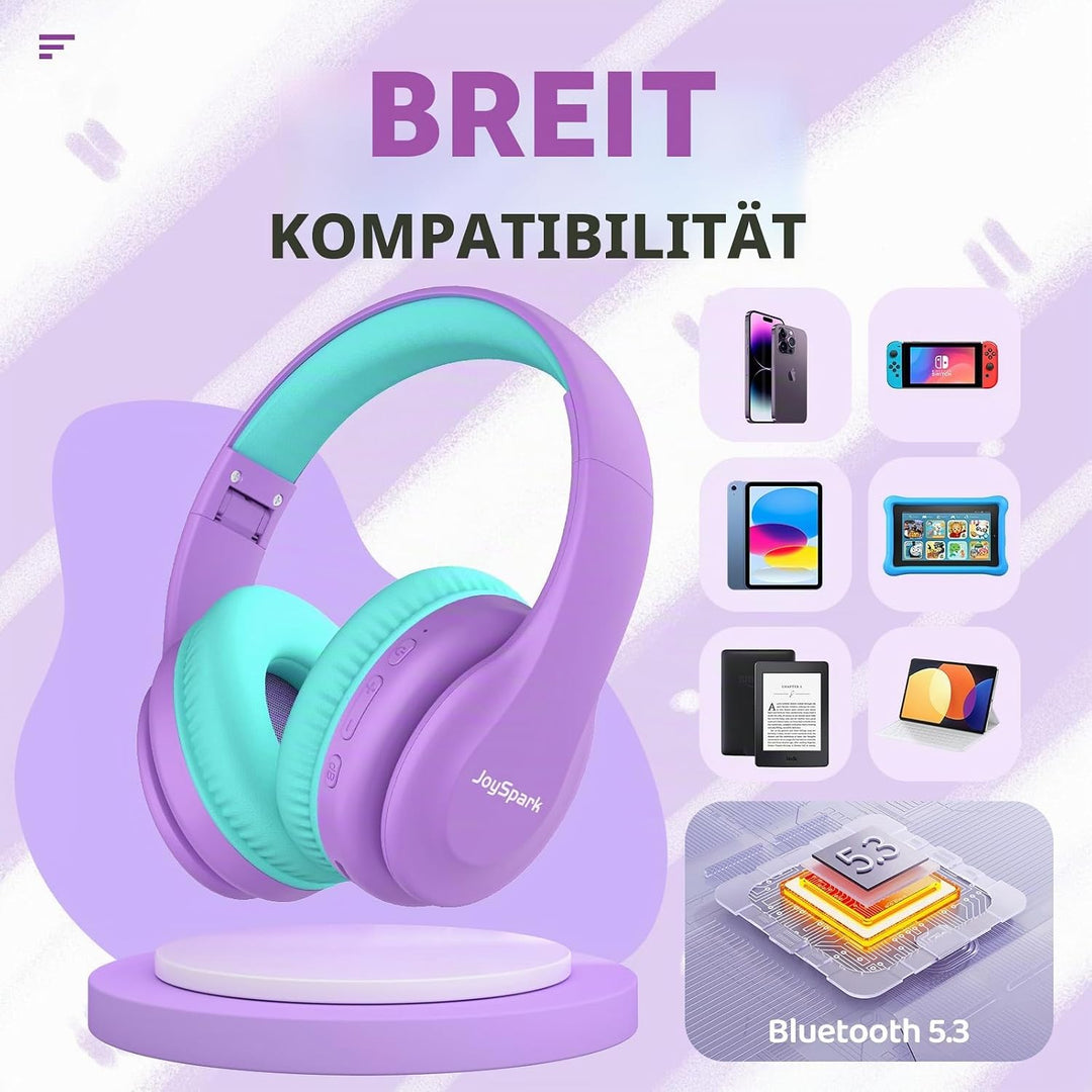 Bluetooth Kopfhörer Kinder, Kabellose Kinderkopfhörer Over-Ear mit 85/94dB Lautstärkebegrenzung, 60