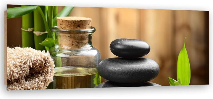 Wandbild Spa Modern Deko Kunst Bilder Zen Braun 118x40 cm Deko Paneel 118x40 cm Braun_b, Deko Paneel