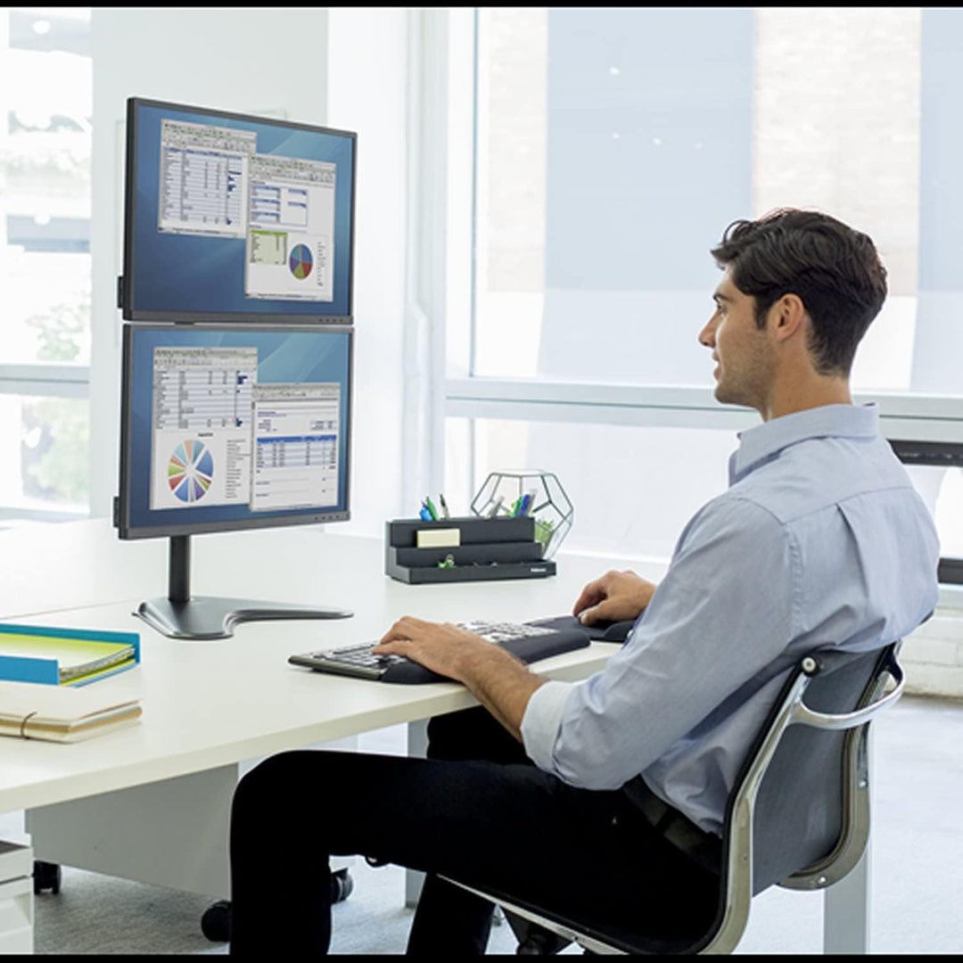 Fellowes Monitorarm Seasa mit Standfuss - höhenverstellbar - für 2 Monitore übereinander bis je 81,2