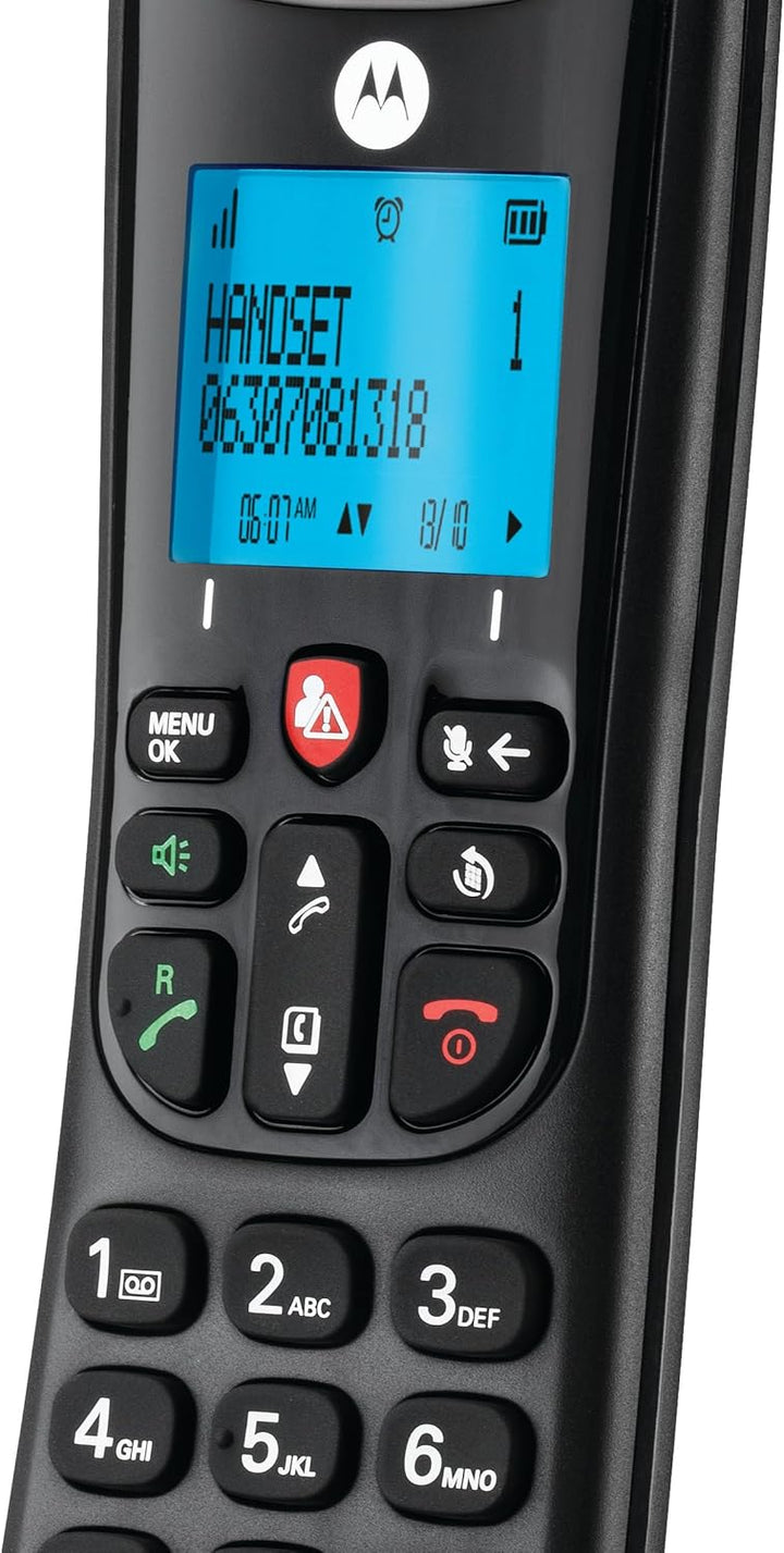 Motorola Cd4001 Negro Teléfono Fijo Inalámbrico Con Pantalla Y Teclado Retroiluminado