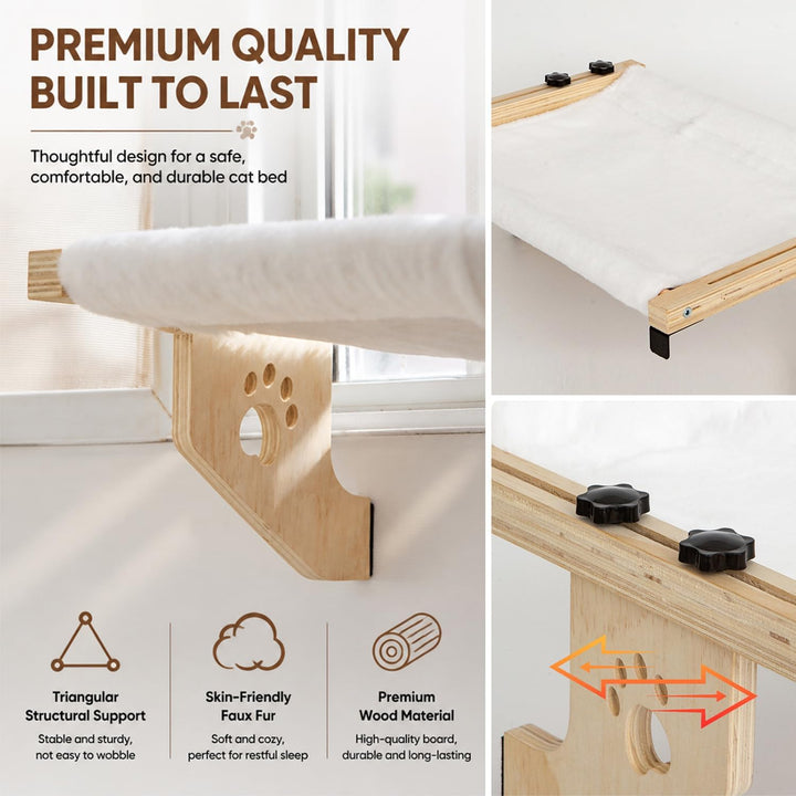 Heizungsliege Hängende Katzenhängematte, Holz Hängematte Katze Heizung mit Weicher Auflage, 2-in-1 S