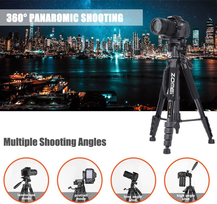 ZOMEi 188cm Stativ Heavy Duty Tall Tripod Stand, Professional Travel Video Tripod Kompatibel mit DSL