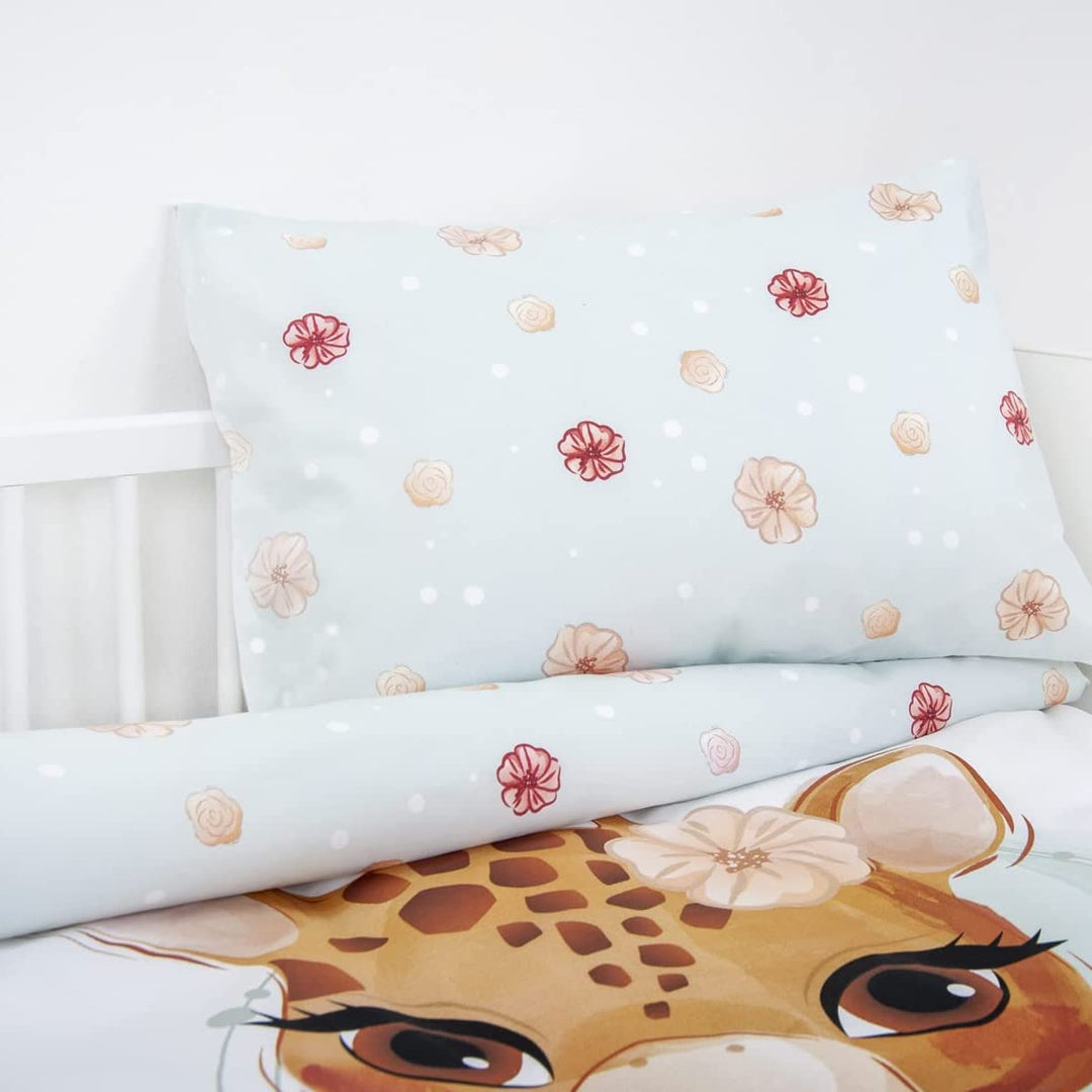 Wolimbo Bettwäsche - Giraffe Motiv - personalisierbar - 100 x 135 cm - Babybettwäsche - Kinderbettwä