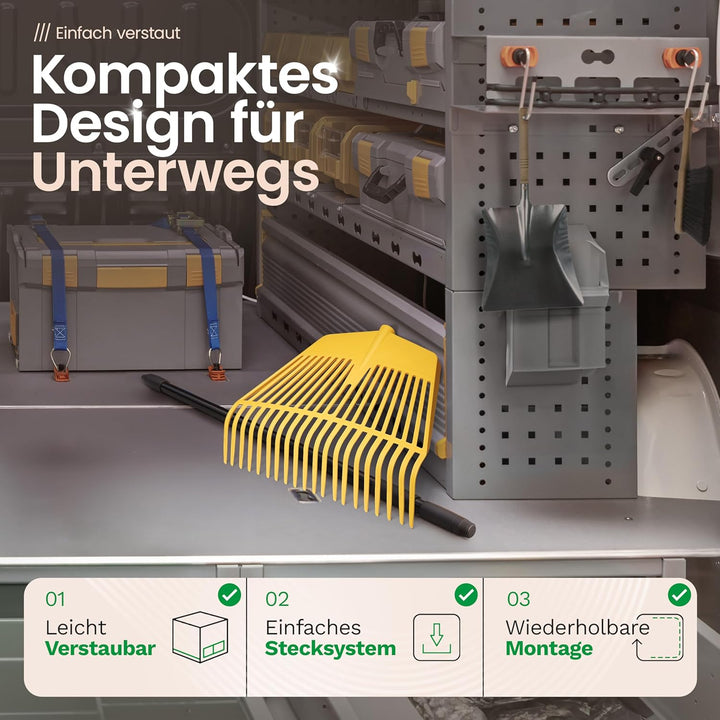Novatool Laubbesen mit Teleskop-Stiel bis 152cm, 2 in 1 Kombigerät, Laubbesen und Laubgabel mit 20 K