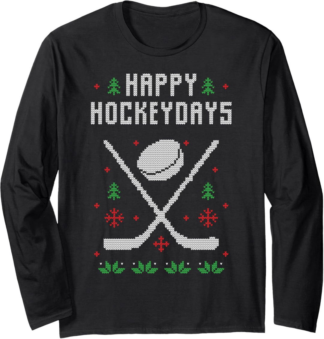 Ugly Christmas Sweater Eishockey Hockey Weihnachten Geschenk Langarmshirt