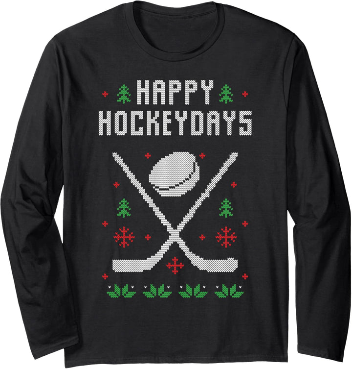 Ugly Christmas Sweater Eishockey Hockey Weihnachten Geschenk Langarmshirt