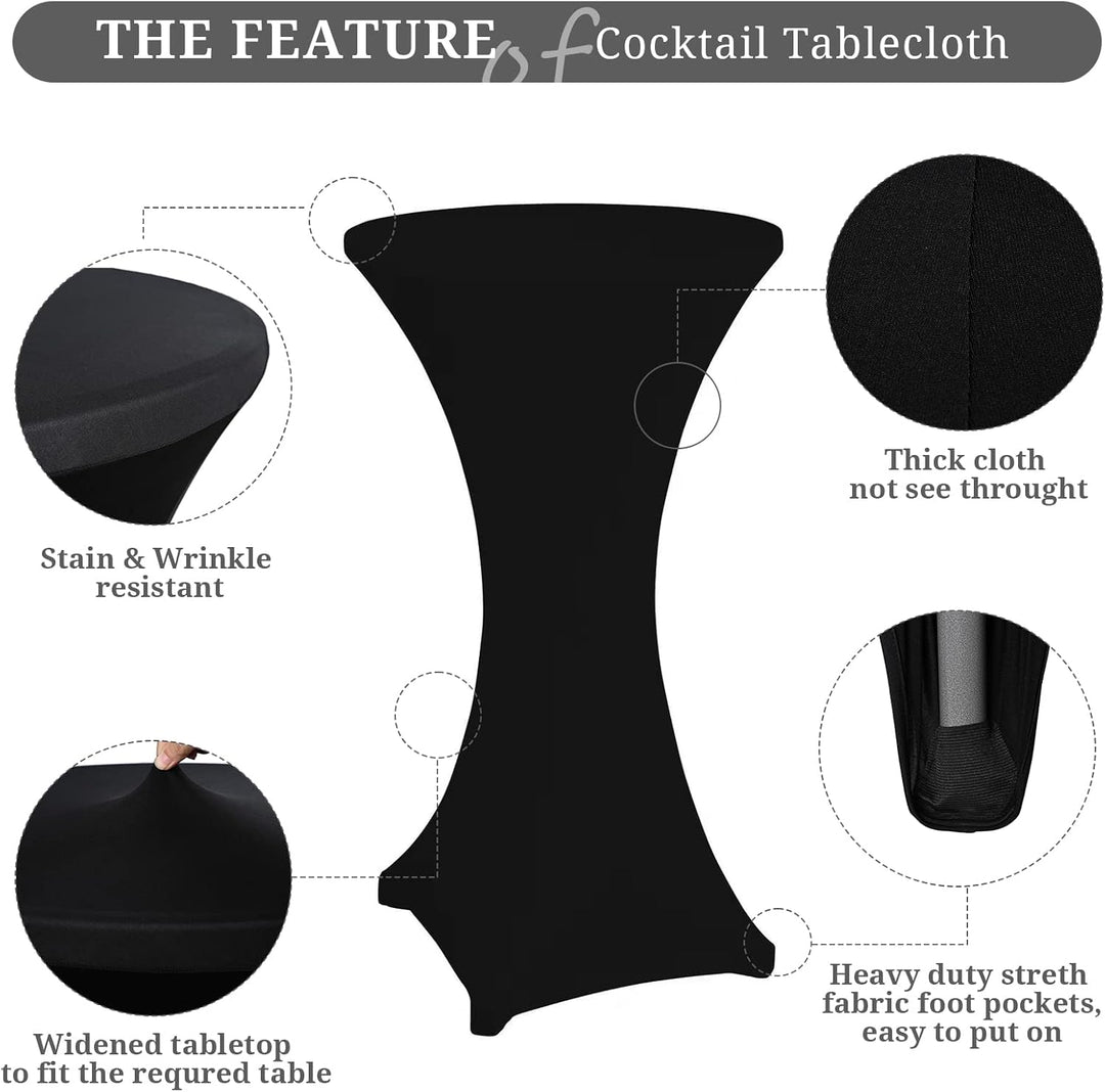 3er-Set Stretch Stehtisch Husse für Bistrotisch Ø 60-65 cm Elegante ,Verstärkung im Fussbereich,40°C