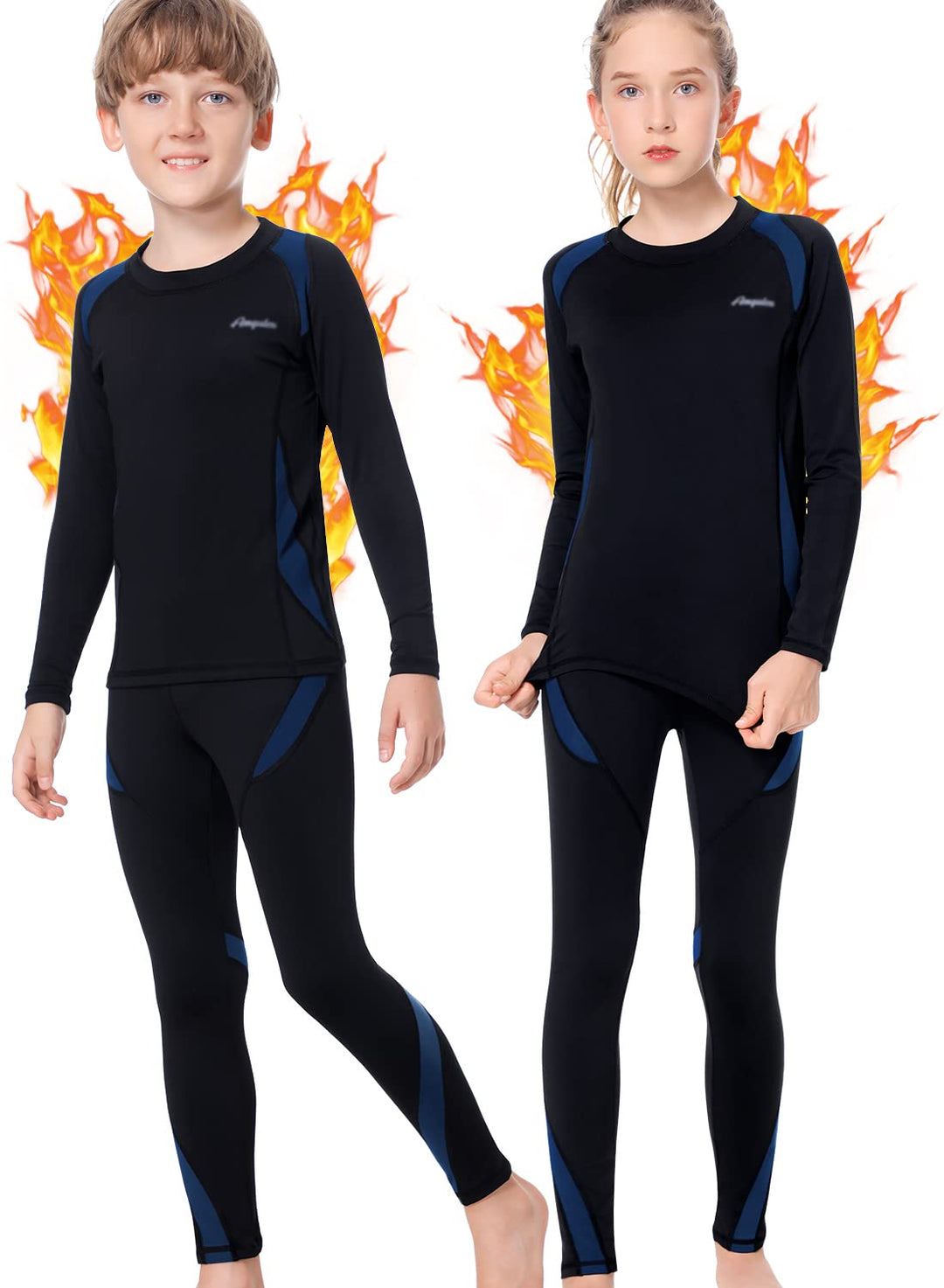 Thermounterwäsche Kinder, Funktionsunterwäsche Junge Skiunterwäsche Mädchen mit Fleece Winter atmung