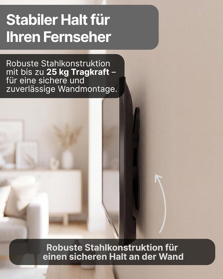 SCHWAIGER 9383 TV-Wandhalterung Fernseher-Halterung Mounting für Displays 23-46 Zoll bis 25kg pulver