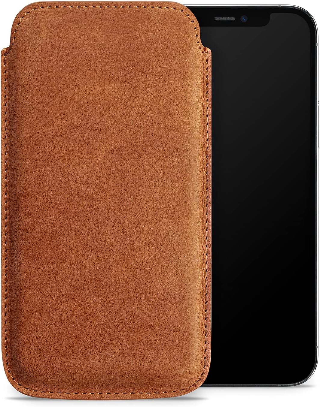 WIIUKA Hülle für iPhone 13 Mini, Deutsches Nubukleder, Lederhülle extra Dünn, Premium Leder, Design