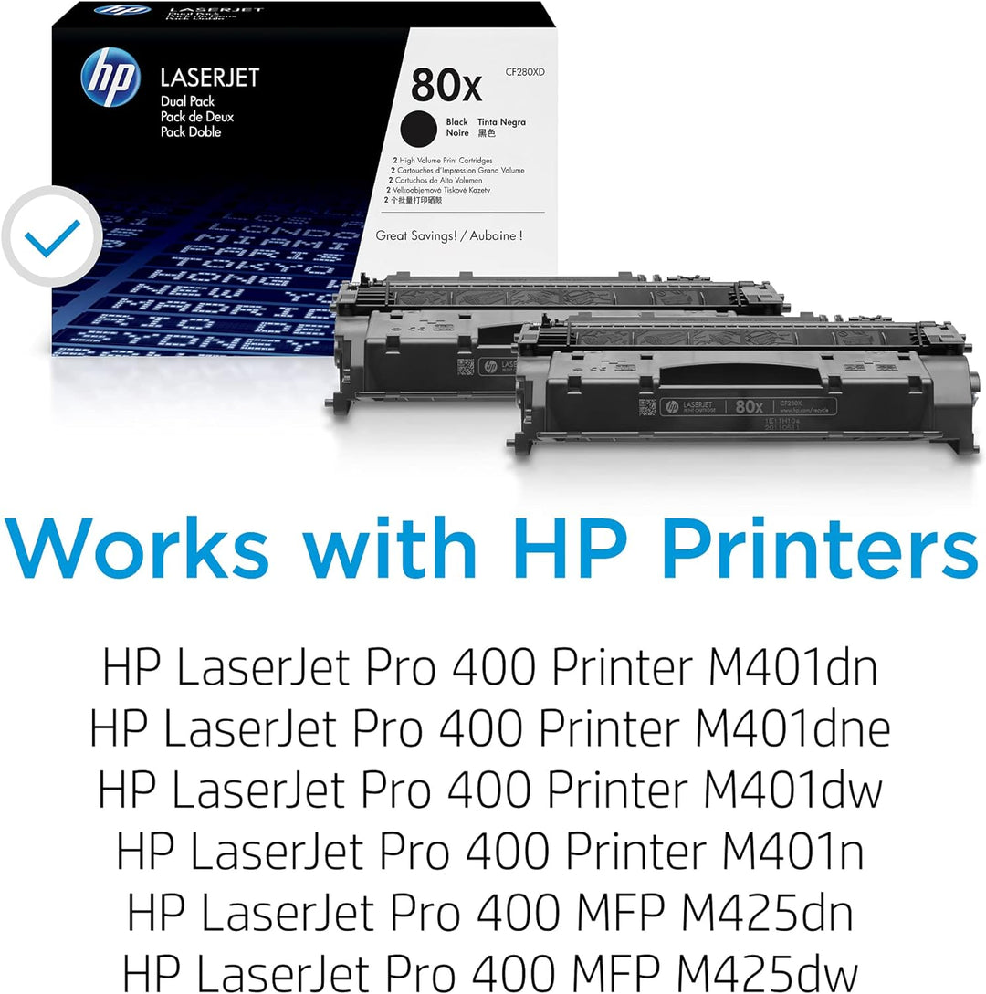 HP 80X 2er-Pack (CF280XD) Schwarz Original Toner für HP Laserjet Pro M401, HP Laserjet Pro M425 schw