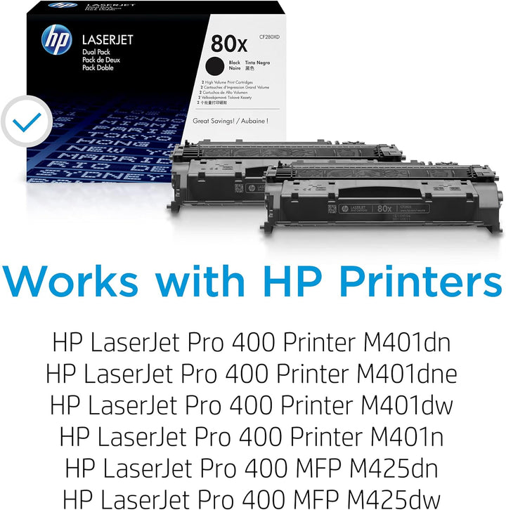 HP 80X 2er-Pack (CF280XD) Schwarz Original Toner für HP Laserjet Pro M401, HP Laserjet Pro M425 schw