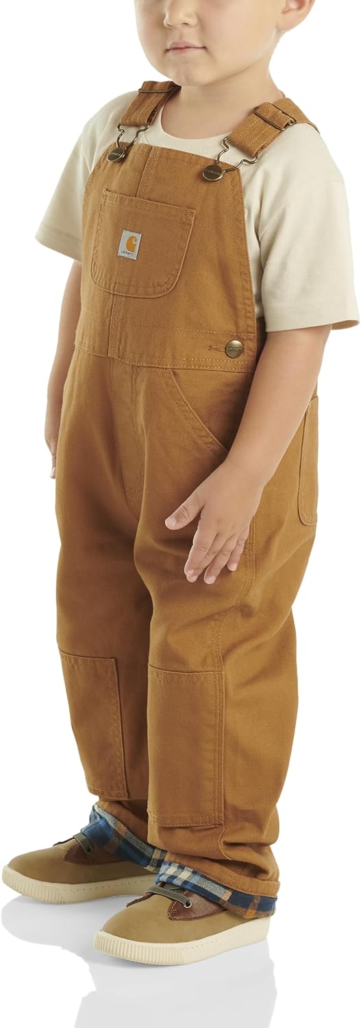 Carhartt Baby Boys' Canvas Overall Flannel Lined, Brown, 24 Months