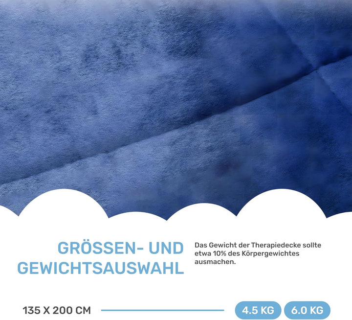 Dailydream Therapie Gewichtsdecke im Flauschigen Fleece, 6Kg für Erwachsende, 135x200cm, Blau 135x20