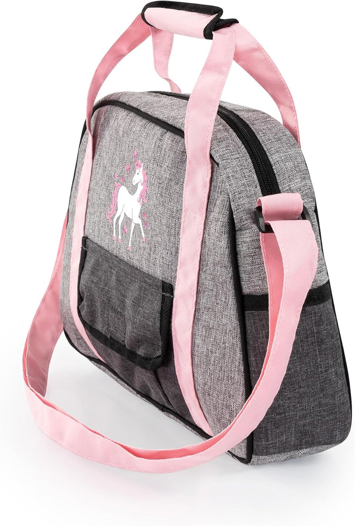 Bayer Design 69033AB Wickeltasche für Puppen, Wickelunterlage, Stoffwindel, Puppenzubehör, Jeans-gra