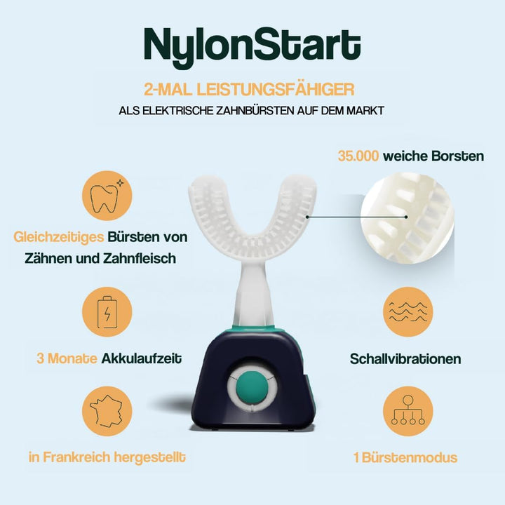 Y-Brush - Elektrische Zahnbürste - Y-Bürste - 3 Monate Laufzeit - NylonBlack Erwachsene 1 Unité (Lot