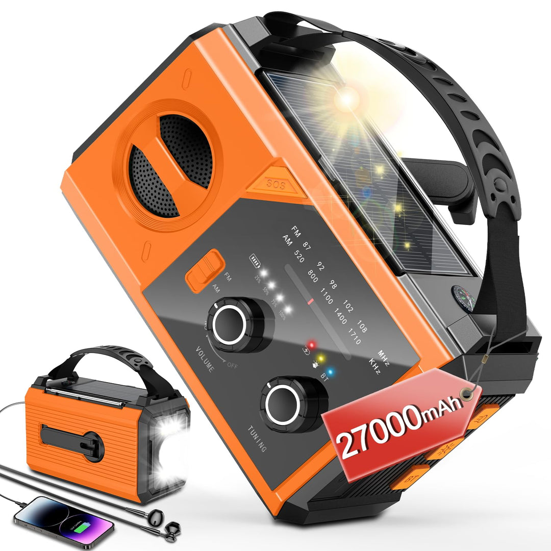 Wholede 30000mAh Kurbelradio mit Bluetooth, Solar Radio mit Handyladefunktion, AM/FM Tragbar Notfall