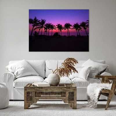 Bilder auf Leinwand 100x70cm Leinwandbild Sonnenuntergang dämmerung sonne palme Gross Wanddeko Bild