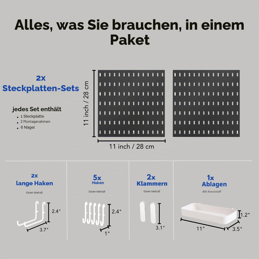 Keepo Stecktafel-Kombinationsset, Stecktafeln und Zubehör, modular zum Aufhängen für Wand-Organizer,