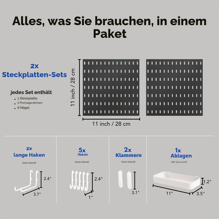 Keepo Stecktafel-Kombinationsset, Stecktafeln und Zubehör, modular zum Aufhängen für Wand-Organizer,