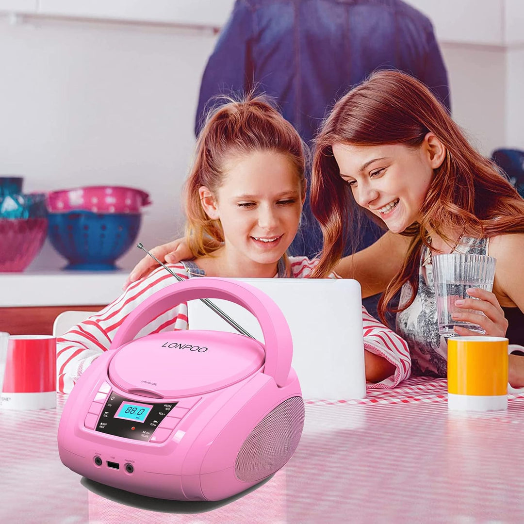 Portable CD Player Stereo Boombox (Rose 03), rose 03