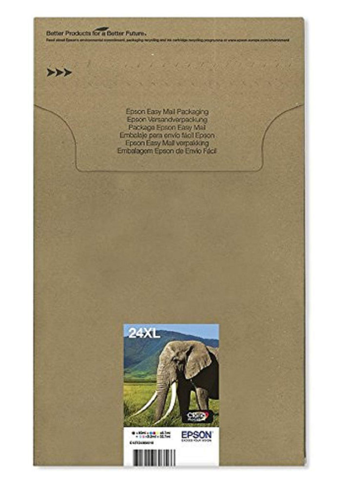 Epson 24XL Elephant High Yield Genuine Multipack, Eco-Friendly Packaging, 6-colours Claria Photo HD