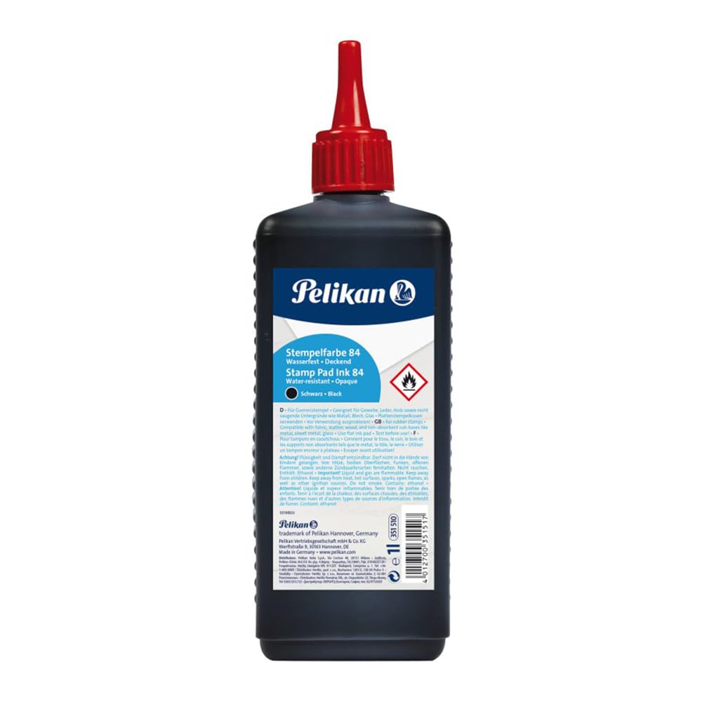 Pelikan Stempelfarbe wasserfest, 1000 ml, 1 Set, schwarz Schwarz 1000 ml, Schwarz 1000 ml